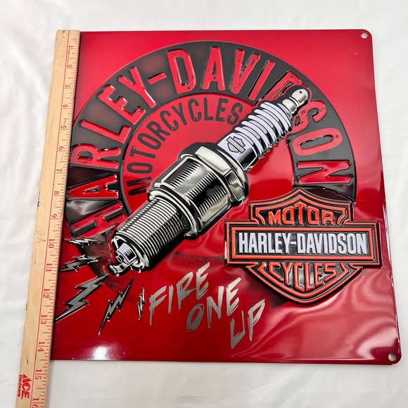 Harley Davidson Spark Plug Fire One 3D Metal Sign Advertisement - Picture 3 of 3